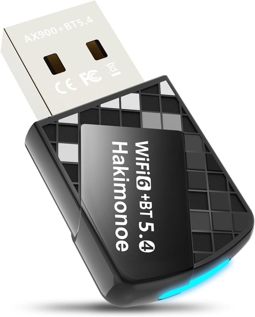 2-in-1 USB AX900Mbps WiFi 6 Bluetooth Adapter for PC, Latest Bluetooth 5.4 Wi-Fi 2.4G/5GHz Dual Band Wireless Network Dongle for Windows 11 10 Laptop Desktop, Plug n Play w/Built-in Driver