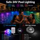 Permanent Pool Lighting System, 148FT 32 LED RGB+IC Pool Lights, 24V Low Voltage, IP68 Waterproof, App & Remote Control, Full-Coverage Lighting for Inground & Above Ground Pools