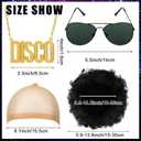 Mepase 6 Pcs Men 70s Disco Costumes Include Retro Shirt Bell Bottom Pants Wig Sunglasses Necklace Wig Cap for Disco Party (Black)