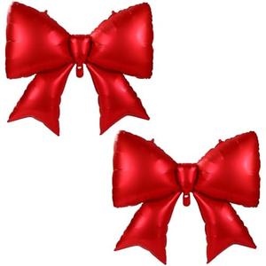 2pcs Large Bow Balloons, Bow Themed Party Decorations Elegant Coquette Balloons for Coquette Birthday Wedding Engagement Party Decoration (Red)