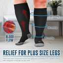 Doctor's Select 2 Pairs Plus Size Compression Socks Wide Calf - Up to 6XL | 20-30 mmHg Compression Socks for Women Wide Calf | Black, XXL