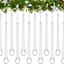 24 Pcs Glass Icicles Christmas Ornaments 4.72'' x 0.59'' Extra Long Clear Teardrop Christmas Chandelier Decorations Crystal Hanging Ornaments Glass Raindrops for Xmas Tree Decor Party