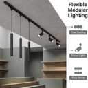 Kitchen Island 6 LED Black Track Pendant & Spot Lighting Kit, 120V 3CCT, 3 Pendant Lights & 3 4000K Spotlights with 9.84FT H-Type Rails, Modern Ceiling Light Fixture for Dining Room Living Room Cafe, 3 Pendent Lights