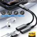 USB C Splitter, Dual USB C Headphone and Charger Adapter, 1 in 2 Out Type C Audio Jack Dongle with PD 60W Fast Charging Cable for iPhone 17 16 15 Pro Max, iPad, Samsung Galaxy S25 S24 Ultra More USBC