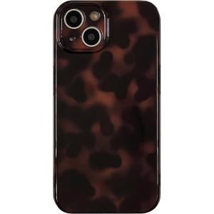Aesthetic Tortoise Shell Phone Case for iPhone 14, 6.1in, Retro Cool Girl Leopard Print Brown Amber Trendy Full Camera Protective Cover for iPhone 14, 6.1."