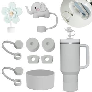 3 x Stanley Cup Accessories Set - 6 Pcs Silicone Spill Proof Stopper, 2 Straw Cover Caps, 1 Silicone Boot for 40/30oz Tumbler (Fog)