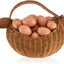 Rustic Egg Basket for Gathering Fresh Eggs, Vintage Wicker Chicken Basket with Handle for Home Kitchen Storage & Countertop, Ideal for Farmhouse & Vegetable Storage