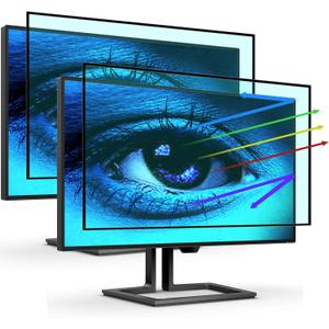 FILMEXT 2 Pack Removable 27 Inch Blue Light Screen Filter for Monitor 16:9 Frameless Monitor -Bubble Free High Clarity- Eye Protection Blue Light UV Blocking Protector for Thin Bezel Computer Monitor