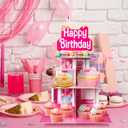 Pink Cupcake Stand 3-Tiered Cardboard Cake Stand Dessert Table Displays Pink Princess Assemble Cupcake Tower Holder Tier for Floral Tea Happy Birthday Party Decoration Favors Baby Shower