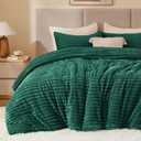 BEDELITE Fleece Twin Comforter Set -Super Soft & Warm Fluffy Dark Green Bedding, Luxury Fuzzy Heavy Bed Set for Winter with 1 Pillow case