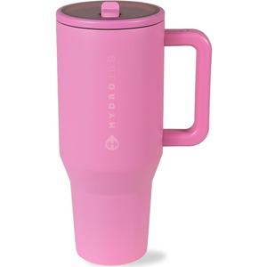 HydroJug Traveler - 40 oz Water Bottle with Handle & Flip Straw - Fits in Cup Holder, Leak Resistant Tumbler-Reusable Insulated Stainless Steel & Rubber Base - Gifts for Women & Men, Taffy