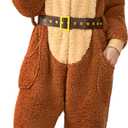 Giggling Getup Adult Womens Christmas Pajamas, Sherpa Fleece Pajamas Women, Reindeer Hoody Holiday Jumpsuit