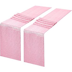 2 Packs 12 x 108 inches Pink Sequin Table Runner, Glitter Pink Table Runner for Wedding Birthday Bachelorette Holiday Party Supplies Decorations Bridal Shower Baby Shower