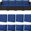 8pcs Outdoor Patio Cushion Covers Replacement, 25.6" Zippered Outdoor Cushion Covers Waterproof, UV Resistant & Washable Patio Furniture Cushion Covers Waterproof for Patio Sectional, Navy Blue