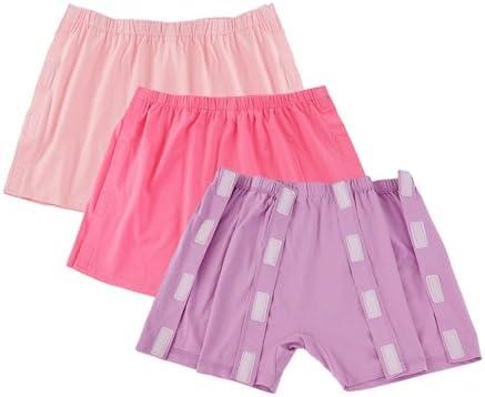 Lmaray 3 Pack Post Surgery Boxers for Women, Adaptive Underwears, Tear Away Underwear, Incontinence Stick-on Briefs，3XL