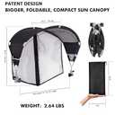 Universal Umbrella - UPF 50+ Sun Shade, Adjustable Clamp Clip, Beach, Wagon, Zero Gravity, Sports & Lawn Chair (Patent Design) (1 Pack, Black)