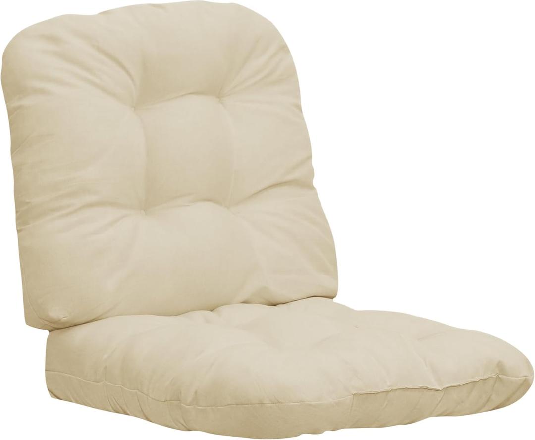 Easy-Going 2 Pack 19"x19" Outdoor Water Resistant Patio Wicker Chair Cushions Reversible Tufted Pads Seat Indoor Furniture Beige