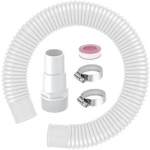 3 x 1.25 Pool Sand Filter Pump Hose with Adapter 1-1/4 Diameter Pool Sand Pump Filter Hoses for Replacement Above Ground Pools Compatible with Intex Coleman Saltwater Systems (1 PACK White)