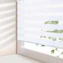 AOSKY Zebra Blinds for Windows Cordless Roller Shades for Home Free-Stop Windows Shades Dual Layer Light Control for Day and Night Easy to Install (40" W X 72" H, White)