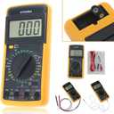 DT-9208A Digital AC/DC Multimeter Temperature Tester Current Meter Tester LCD Display Voltage Amp Ohm Tester Meter Multimetro (Color : Yellow)