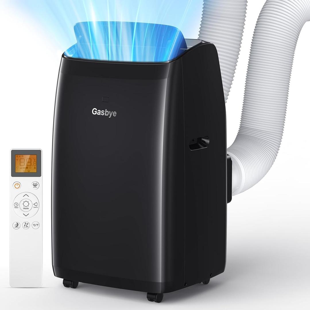 Dual Hose Portable Air Conditioner, [2025 Upgraded] Full DC Inverter Compressor, Energy-Saving 13.6 CEER, Low Noise (45dB), Cools Room up to 500 Sq.Ft., Backlit Remote Control, 14,000BTU, Black