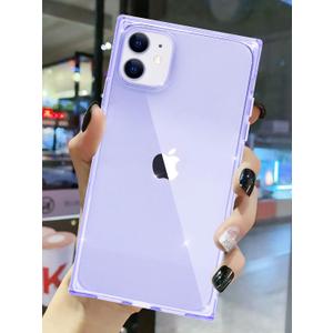 3 x Compatible with iPhone 11 Case Square Transparent Anti-Scratch Reinforced Corners Shockproof Flexible Protective TPU Ultra Thin Slim Cases Cover for iPhone 11 6.1 inches (Clear/Light Purple)