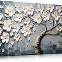Canvas Wall Art for Living Room White Flowers Tree of Life Picture Print Paintings Large Framed Bedroom Wall Decor Artwork Modern Gallery Plant Wall Decorations Size 20x40 inch Ready to Hang