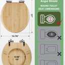 Angol Shiold ROUND Bamboo Wood Toilet Seat Soft Close Zinc Alloy Strong Hinges, Light, Easy to Install & Clean, Up to 400 lbs (Round 16.5", Natural Bamboo)