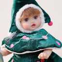 Baby Dolls, 18 Inch Realistic Reborn Full Vinyl Baby Doll with Curly Hair, Hand-Painted Lifelike Details & Cozy Outfit for Girls Ages 3+, Pretend Play, Display & Collection (Green)