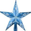 Clever Creations Christmas 8 Inch Tree Topper Shiny Star Decoration, Glitter Treetop Holiday Home Dcor, Blue