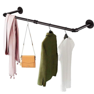SERENITA Industrial Pipe Clothing Rack 37" Heavy Duty Black Iron Pipe Clothing Garment Hanging Rod Bars. Wall Mounted. Closet Laundy 1 Piece