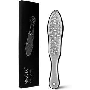 BEZOX Professional Foot File Callus Remover, Double Sided Pedicure Rasp for Cracked Heel and Dead Foot Skin - Heavy Duty Surgical Grade Stainless Steel - W/Cloth Storage Bag & Gift Box