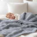 EMME Muslin Baby Blankets 100% Cotton 4-Layer Swaddle 40"x50" Lightweight Soft Breathable for Toddler, Infant, Newborn All Season Gauze Blanket, Dusty Blue