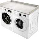 GLDZI Washer Dryer Countertop with Non-Slip Pad, Wood Washer and Dryer Countertop with Edge Rails for Laundry Room Organization and Storage, 54" L x 27.5" W(Light Grey Marble)