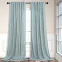 Pitalk Aqua Curtains 108 Inches Long for Kids Room 2 Panels Set Back Tab Pocket Drapes Light Filering Semi Sheer Linen Farmhouse Mint Green Curtains for Living Dining Sliding Seafoam Teal Grey 9 FT