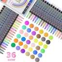 OLINGYOU Glitter Marker Pens,36 Colors Self-Shimmer Metallic Markers,Glitter Paint Pens DIY Crafts Greeting Birthday Cards, Making Poster,Album,Scrapbooking,WoodMugs
