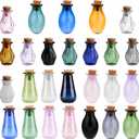 Mini Glass Bottles with Cork Stopper,Colorful Tiny Spell Jars,Empty Vials Tiny Decorative Jars Wishing Drifting Bottle for Minihouse Bottle Decor DIY Crafts (26PCS)