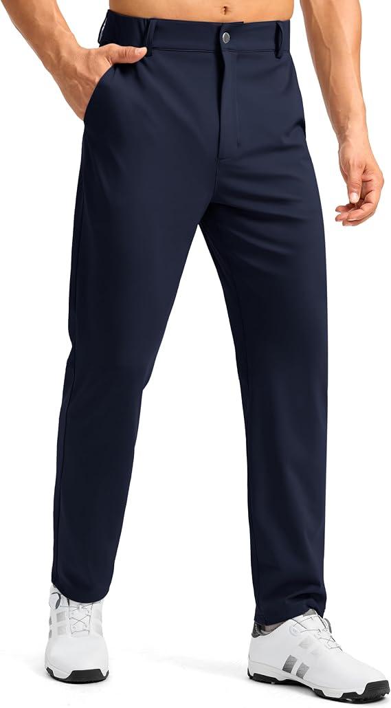 Soothfeel Men's Golf Pants with 5 Pockets Slim Fit Stretch Sweatpants Casual Travel Dress Work Pants for Men, Navy W32