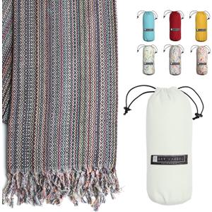 BAY LAUREL Turkish Beach Towel with Travel Bag 39 x 71 Quick Dry Sand Free Lightweight Large