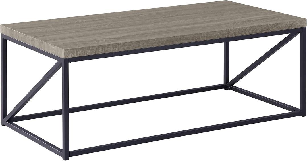 Coaster Home Furnishings - Birdie - Rectangular Coffee Table with Laminate Veneer Surface, Metal Frame, Open Base and Minimalist Design - Living Room - 47-Inch - Sonoma Grey and Black - 705618