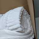 BEDELITE Fleece Throw Blanket for Couch - 300GSM Soft & Warm Fluffy Cream White Blanket, Decorative and Giftable Striped Blankets for Women, Men, 50"x60"