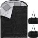 Tranqun 2 Pack Double Sleeping Bag for Adults, Queen Size Two Person Camping Sleeping Bag with Pillow Waterproof 3 Season Cotton Fabric for Hiking Backpacking Warm & Cold Weather, Sleeping Bags: 86.61 x 59.06 "