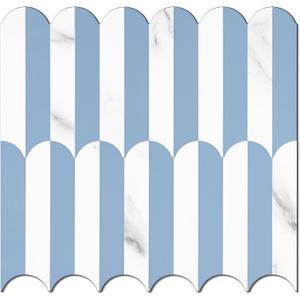 Vamos Tile Peel and Stick Backsplash Seamless Tile,10-Sheets Stick on Backsplash for Kitchen and Bathroom, Light Blue and Statury White PVC Self Adhesive Mosaic Tiles, 11.9"L x 10.8"W