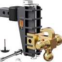 LOCAME Adjustable Trailer Hitch with Hook, Tri-Ball (1-7/8", 2", 2-5/16") Drop Hitch, Fits 2 Inch Receiver, 6" Drop Down Hitch, 17000 LBS Heavy Duty Truck, Solid Ball Mount, Gold, LC0084