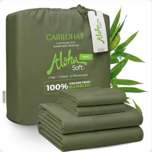 Cariloha Aloha Soft 100% Organic Bamboo Viscose Sheets 4-Piece King Sheet Set 16 in Deep Pockets Buttery Soft, Hypoallergenic, Cooling Sheets Oeko-TEX Standard 100 Coastal Pine