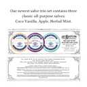 C.O. Bigelow Assorted Salve Tins, Pack of 3 Lip Balm Tins, Coco Vanilla, Apple, and Herbal Mint All Purpose Salve for Lips, Cuticles, Hands & Dry Skin, Lip Balm Set, 0.8 oz