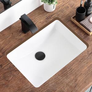 18 Inch Undermount Bathroom Sink White Ceramic Rectangular Under Counter Bathroom Sink for Cabinet Porcelain Vanity Sinks,Overflow Type (18.4"x13.0")