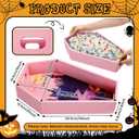 Leinuosen 1 Pack Halloween Wooden Coffin Tray 14" Halloween Charcuterie Board Coffin Serving Trays Wooden Spooky Gothic Home Table Decoration for Party Kitchen Decoration(Pink Horror)