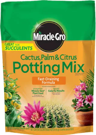 Miracle-Gro Cactus, Palm and Citrus Potting Mix, for Indoor or Outdoor Potted Plants, Great for Succulents, 8 qt