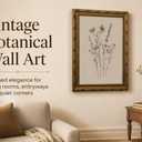 SKZMBNT Vintage Gold Framed Wildflower Wall Art Sketches Botanical Prints, 24"L x 16"W